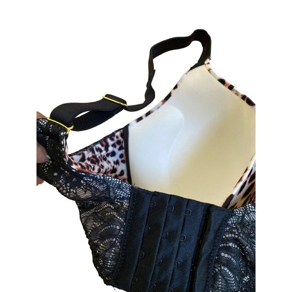 Leopard Plus Size Plunge Push Up Bra 46DDD=46F - Picture 6 of 6